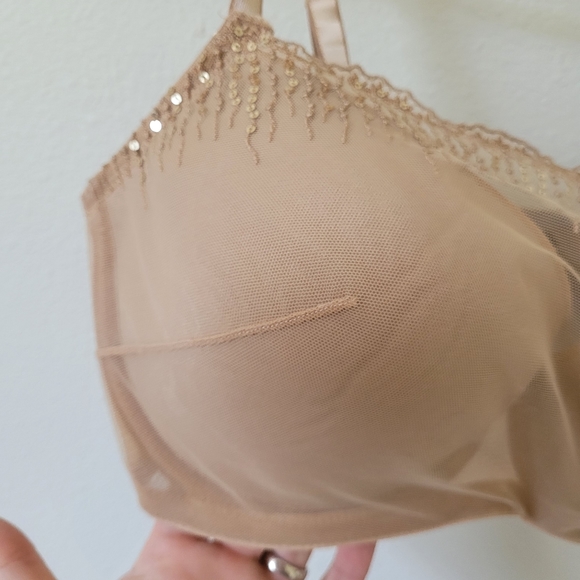 Soma Bridget Bra Sheer Camisole Lightly Padded Tan Beige Sz 34DD - Picture 4 of 15